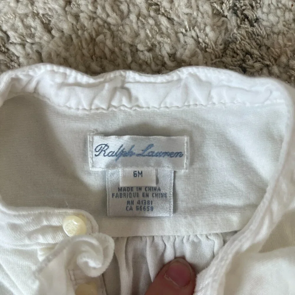 Vintage Ralph Lauren Baby Girl Ruffled Shirt 6 months